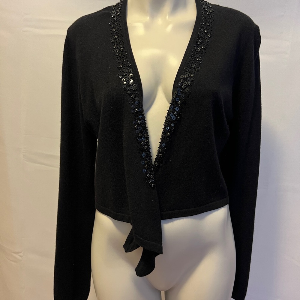 White + Warren Black Cardigan with sequin Embellishments Best Offer.